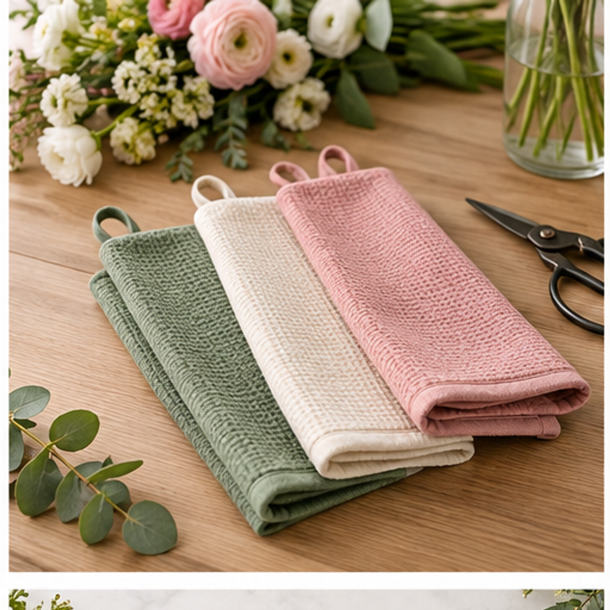 Floral Work Towel Set — 3 Piece — lifestyle