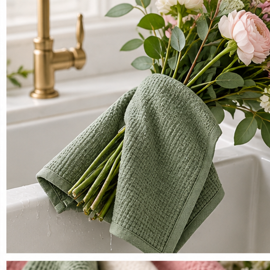 Floral Work Towel Set — 3 Piece — feature