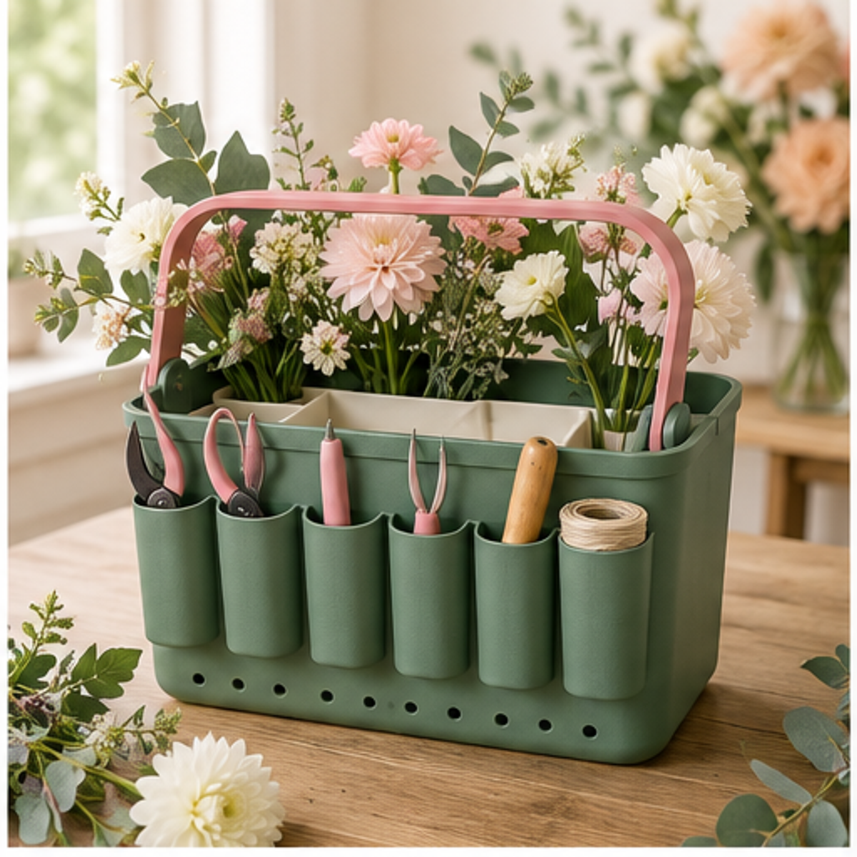 Divided Florist Tool Caddy — lifestyle