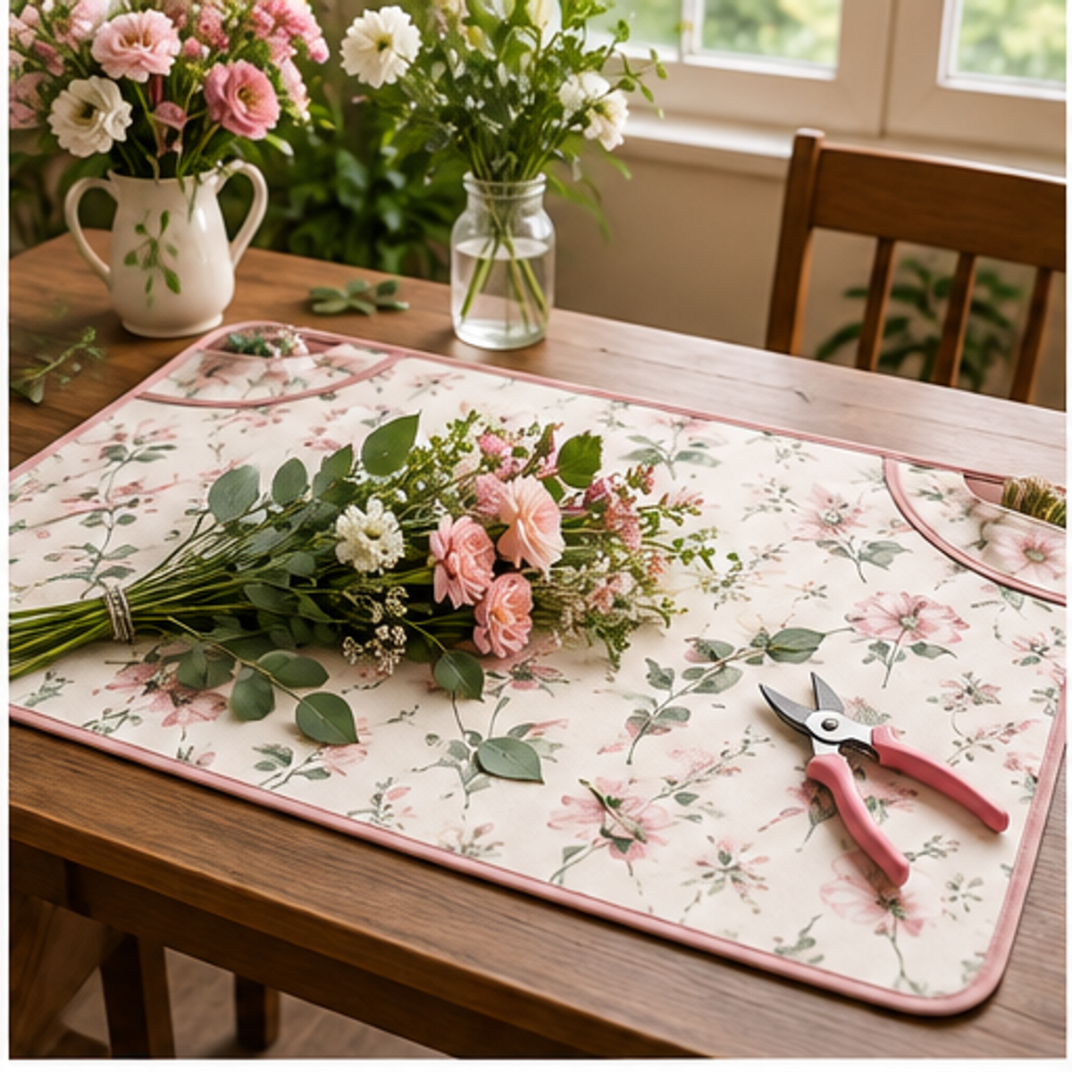 Water-Resistant Floral Work Mat — lifestyle